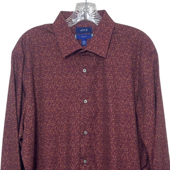 Apt 9 Slim Fit Long Sleeve Shirt Mens Large 16-16.5 Burgundy New WOT - Picture 3 of 8